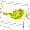 Gezeichnetes Bild mit Tablet und gelber Österreichkarte
